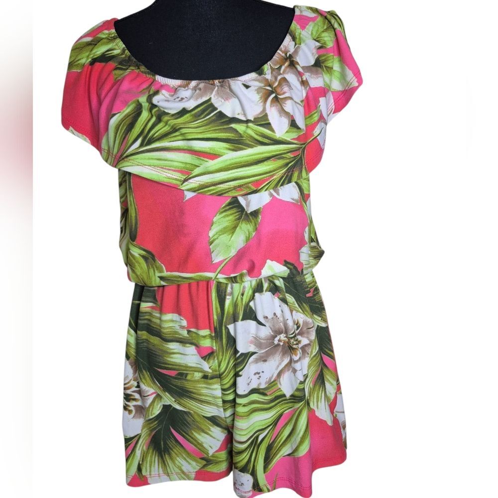 Pretty in Pink Hawaiian Tropical Floral Romper - Size L